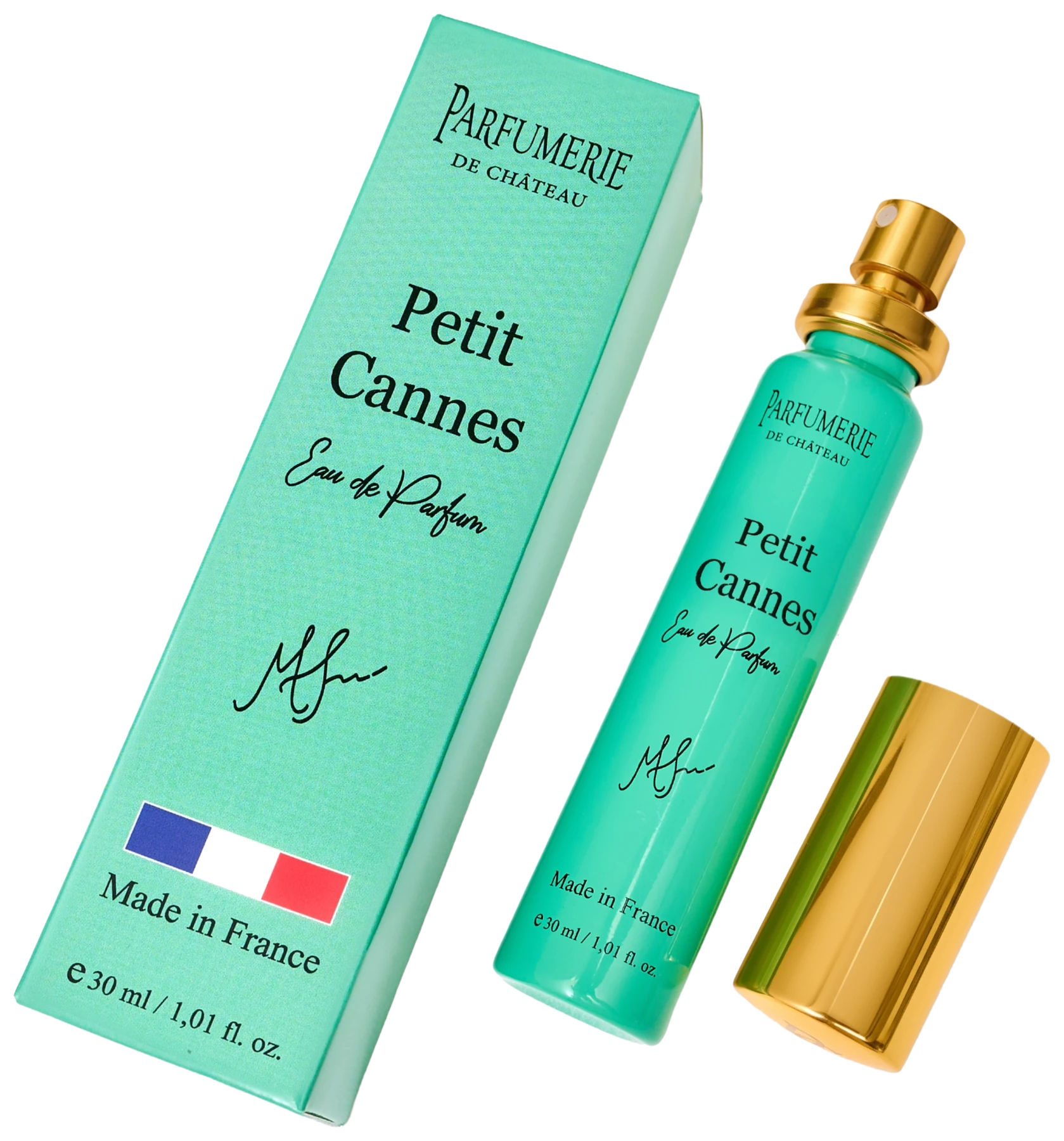 Petit Cannes green bottle and box